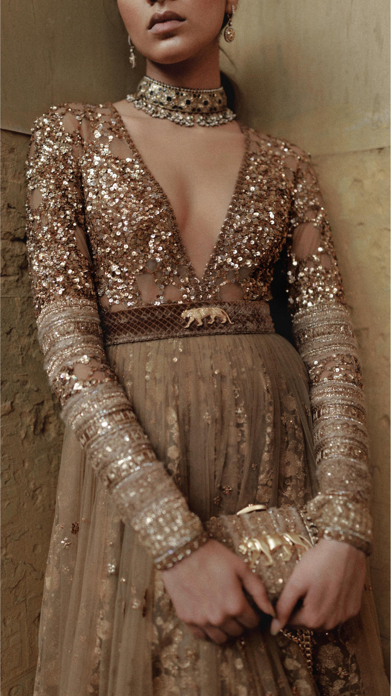 sabyasachi designer dresses Sabyasachi Designer Navy Blue Georgette Long Gown For Wedding
